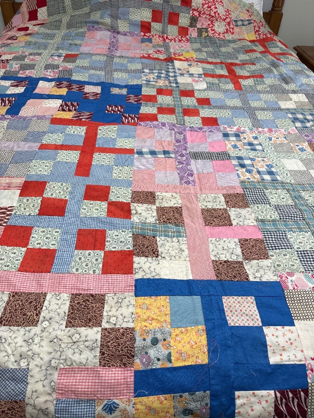 Beautiful Colored Vintage Quilt Top